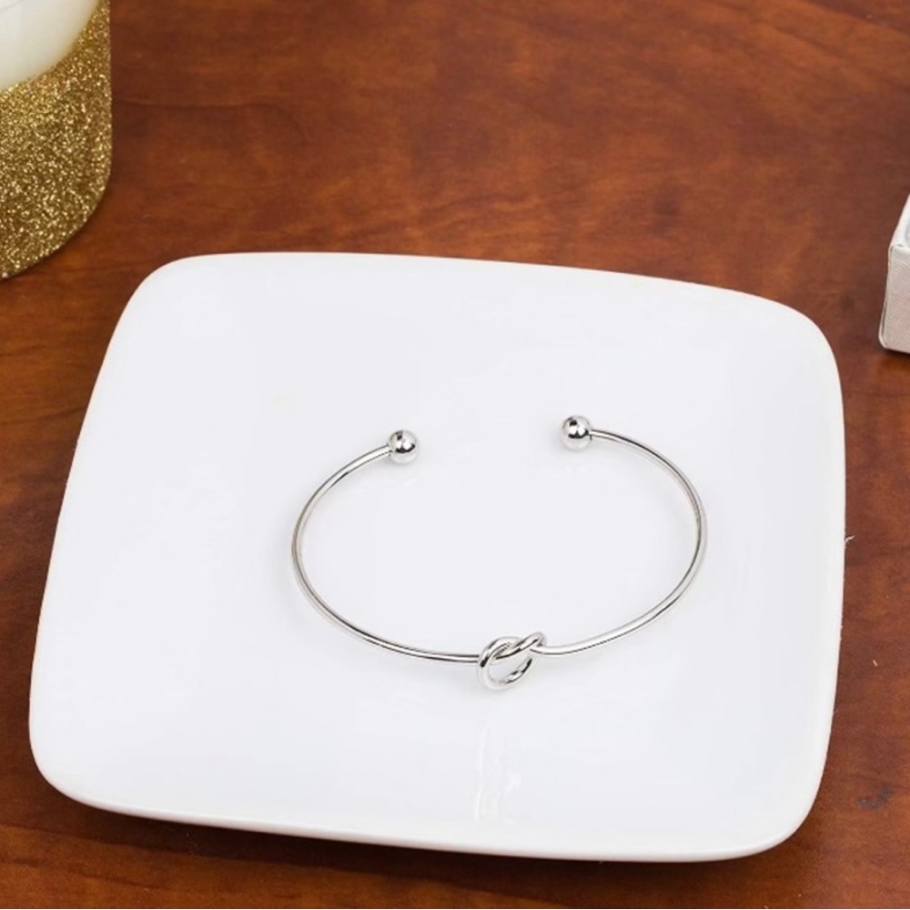 14k WG Plated Love Knot Cuff Bracelet - Picture 4 of 7